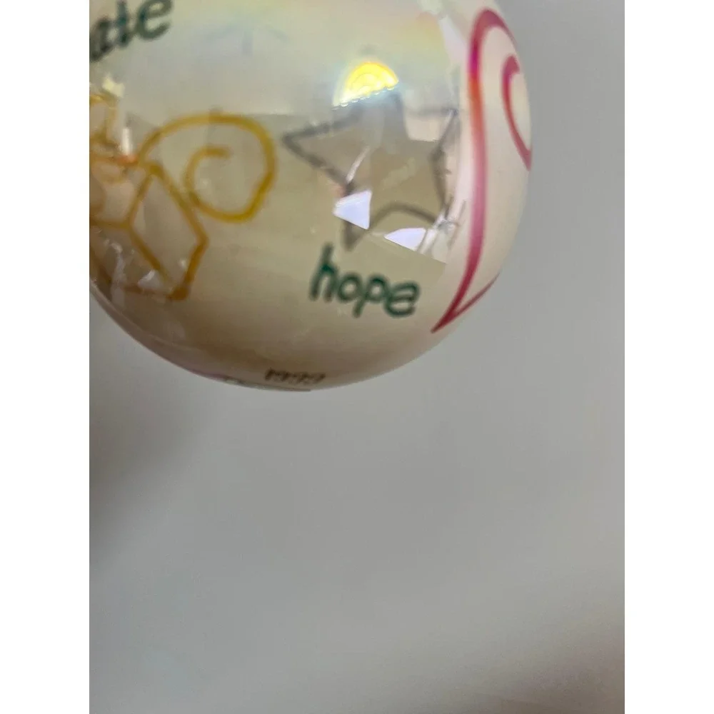 Vintage 1999 Glass Hand Painted Christmas Ornament Love Hope Peace‎